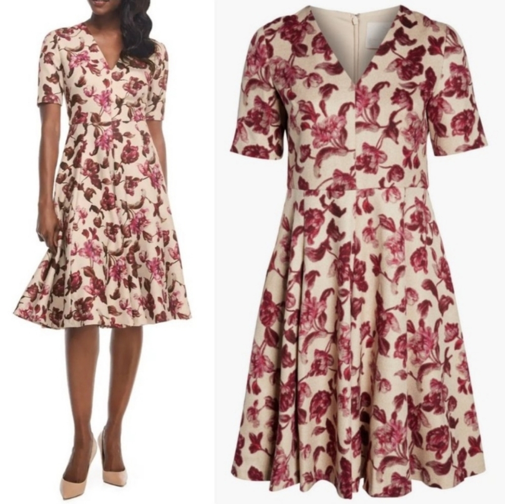 Gal Meets Glam Edith Floral Fit And Flare Midi Dress - Picture 4 of 13